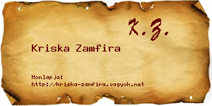 Kriska Zamfira névjegykártya